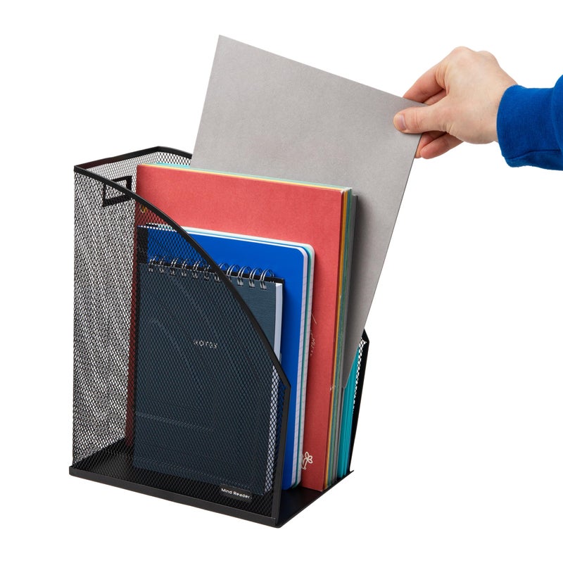 Mind Reader Vertical File Storage, Set of 2, Desktop Organizer, Workspace, Office, Metal Mesh, 6.25"L x 10"W x 12.5"H, Black - Image 5
